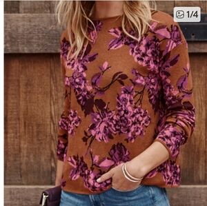 NWT J. JILL Floral Knit Sweater